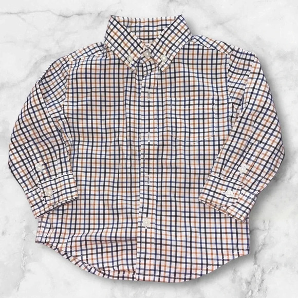 JANIE AND JACK PLAID POPLIN SHIRT. SIZE 12-18m - Picture 2 of 5